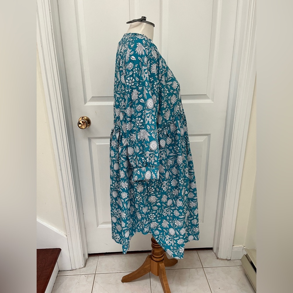 Floral Teal Dress plus size - Picture 5 of 8